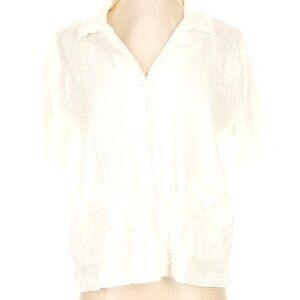 Nasty Gal Collection Cotton White Short Sleeve Button Top One Front Pocket S 4